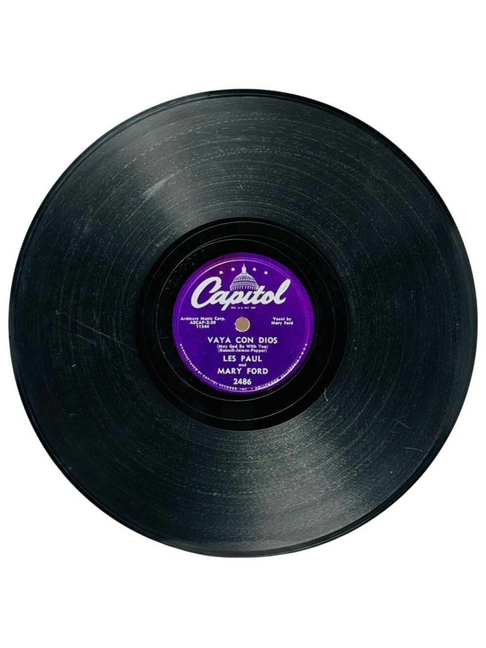 Les Paul & Mary Ford Vaya Con Dios 10in Shellac 78 RPM Capitol Records 2486